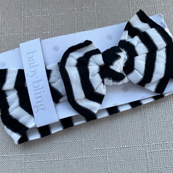 baby bling Other - Baby Bling Headband baby White/Black Striped Baby Head Band